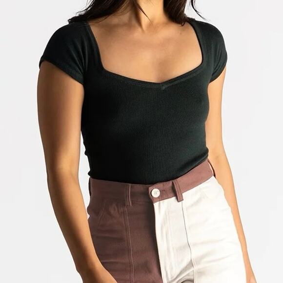 Soluna Collective 100% Pima Cotton Knit Bodysuit in Forest Green - Picture 6 of 10